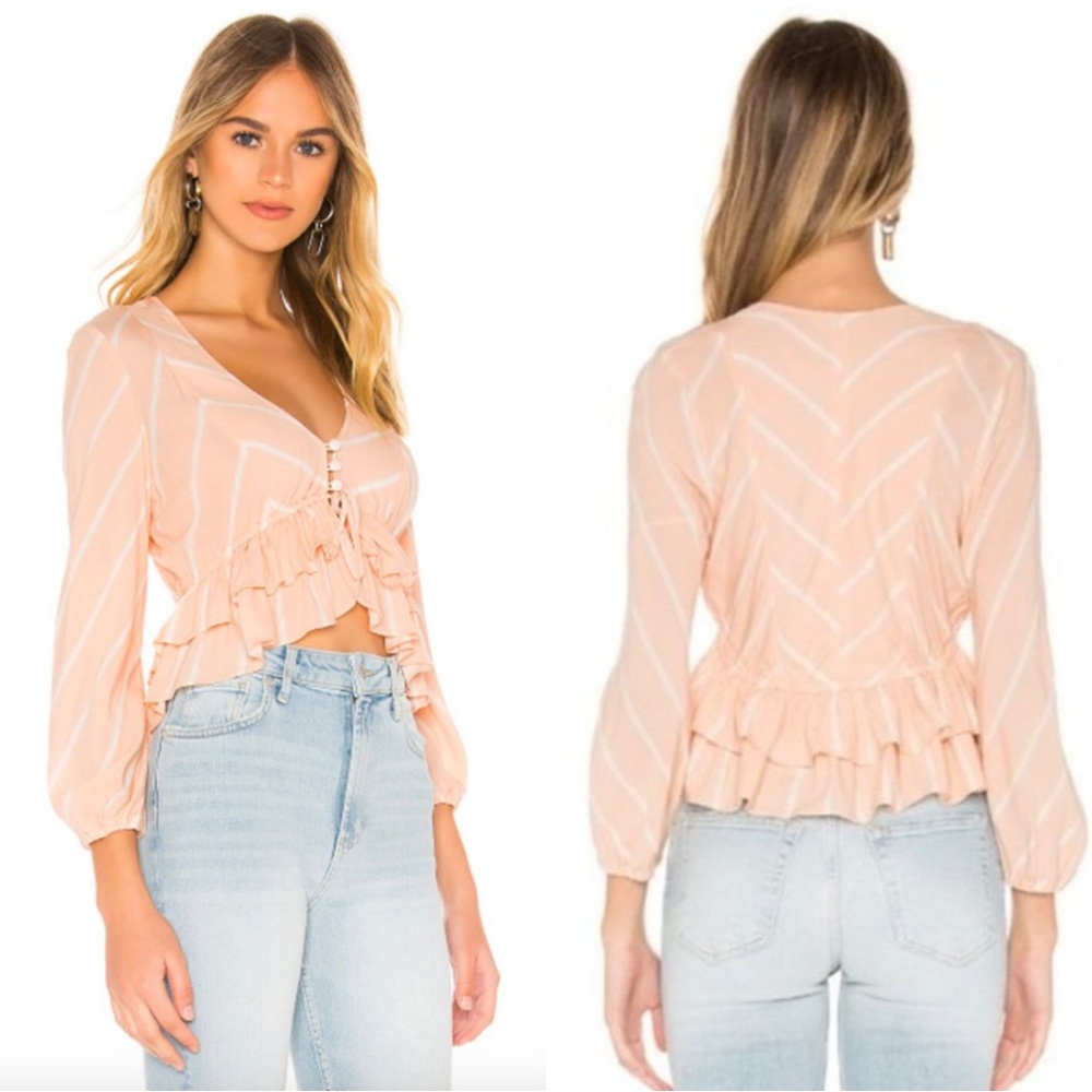 Free People Samifran Striped Ruffle Top - Picture 2 of 6